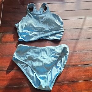 Next Blue Ribbed Bikini Set